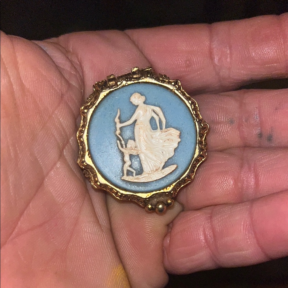 Vintage Blue and Gold Cameo Parfums Corday Fame Venu Cremw Parfume